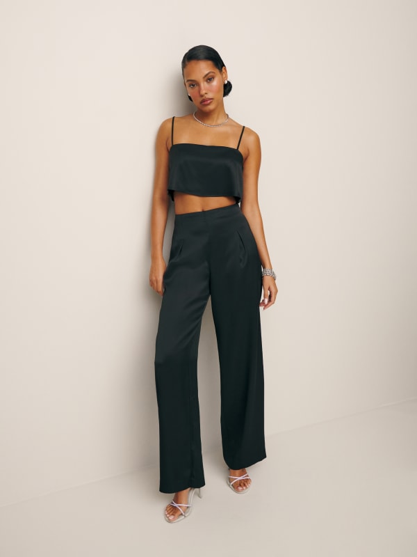Cleo Satin Two Piece - Black